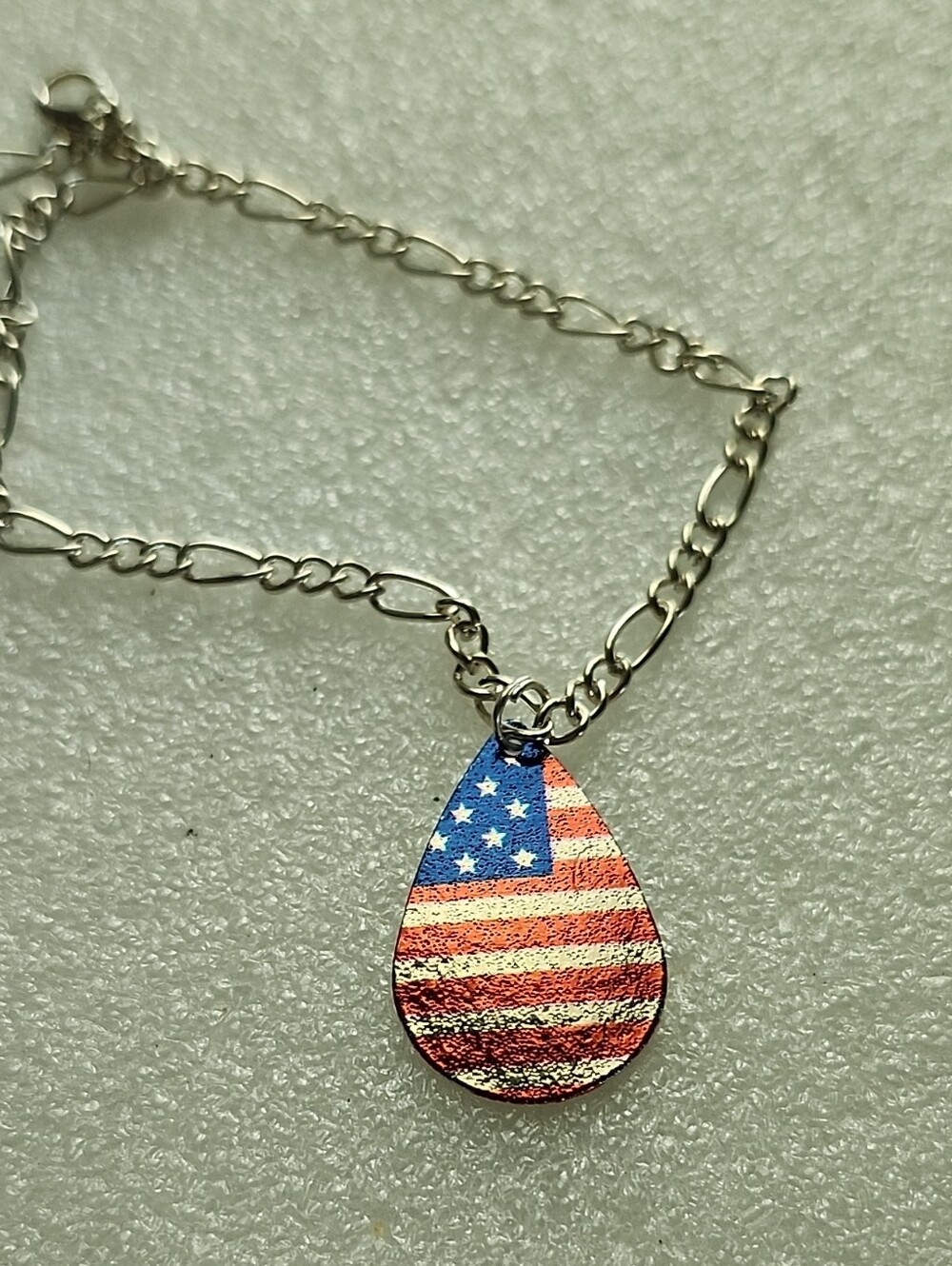 Hand Crafted Red, White & Blue Teardrop Flag Bracelet / Anklet